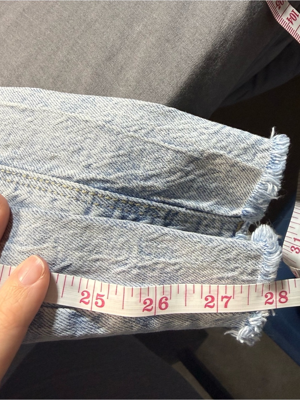 Old Navy Washed Light Blue Straight Leg Jeans with Frayed Knees - Picture 5 of 5